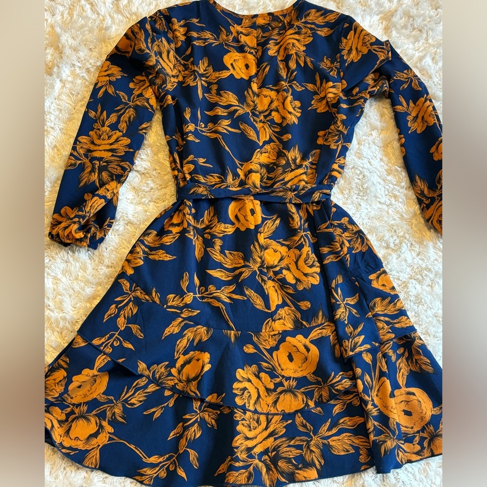 Floral Navy and Orange Dress